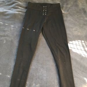 Garage black lace-up leggings